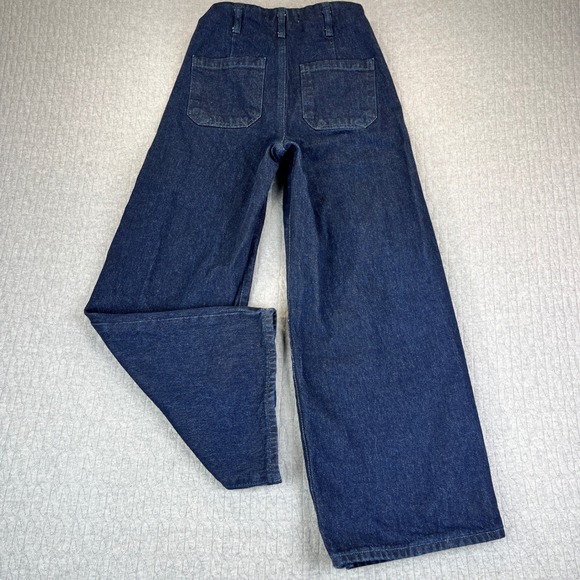 Zara Baggy Wide Leg Dress Jeans Women 0(21X25 1/2) high-rise Dark Wash hip-hop - Picture 3 of 9